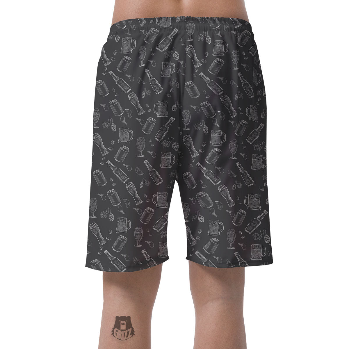 Beer White And Black Print Pattern Men's Shorts-grizzshop