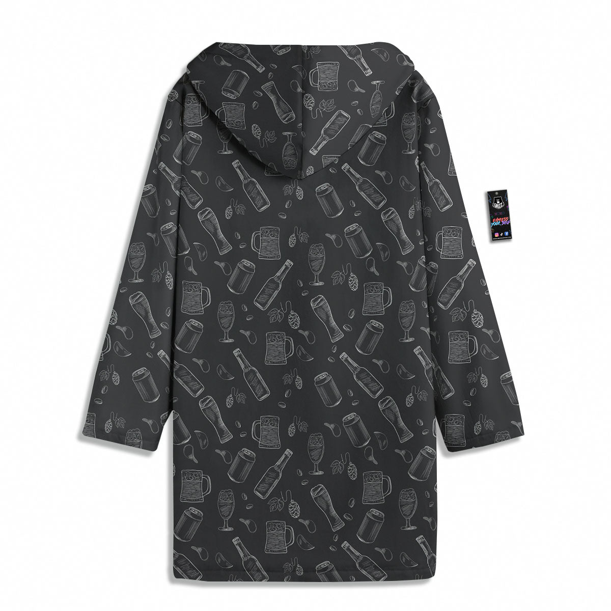 Beer White And Black Print Pattern Men's Windbreaker Jacket-grizzshop