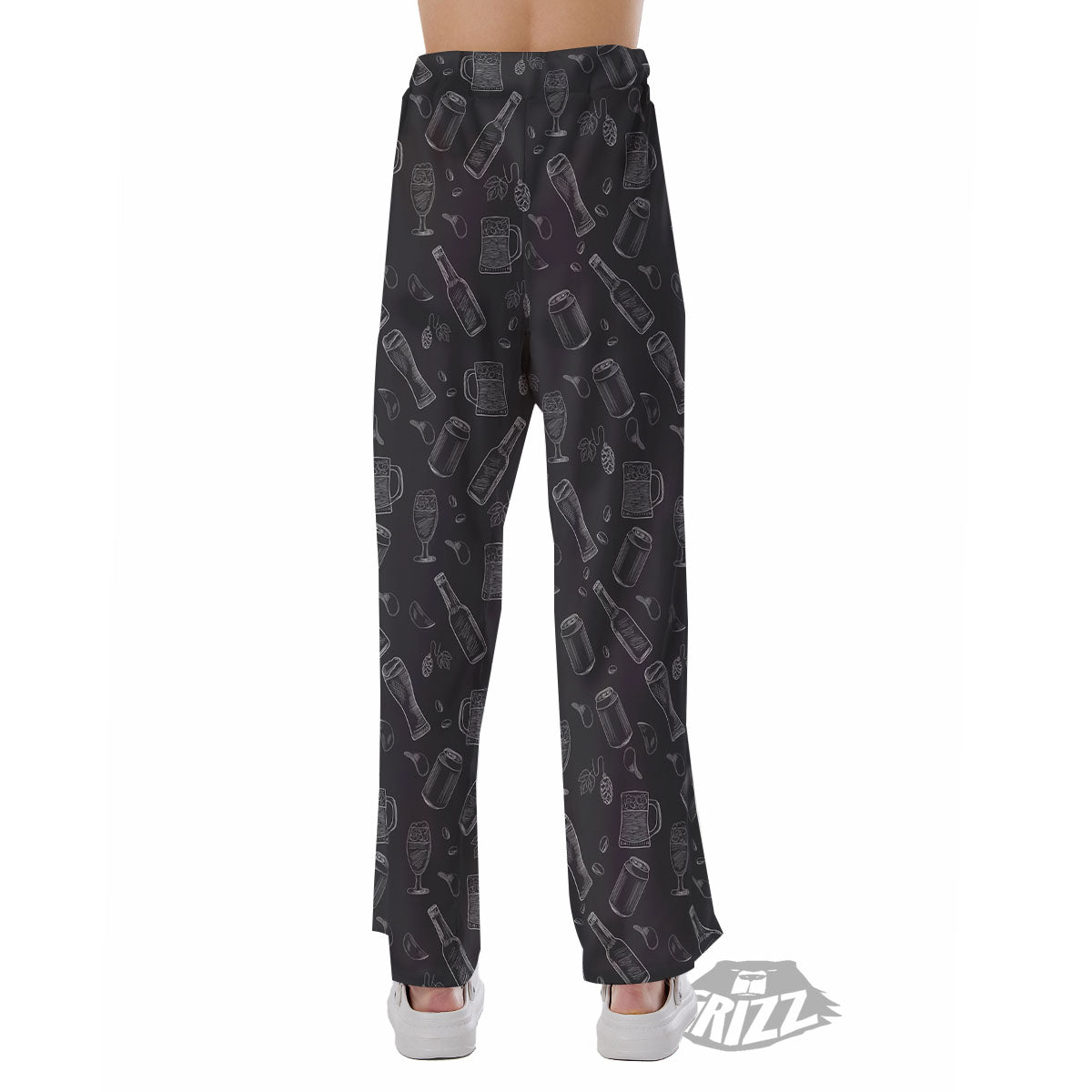 Beer White And Black Print Pattern Pajama Pants-grizzshop