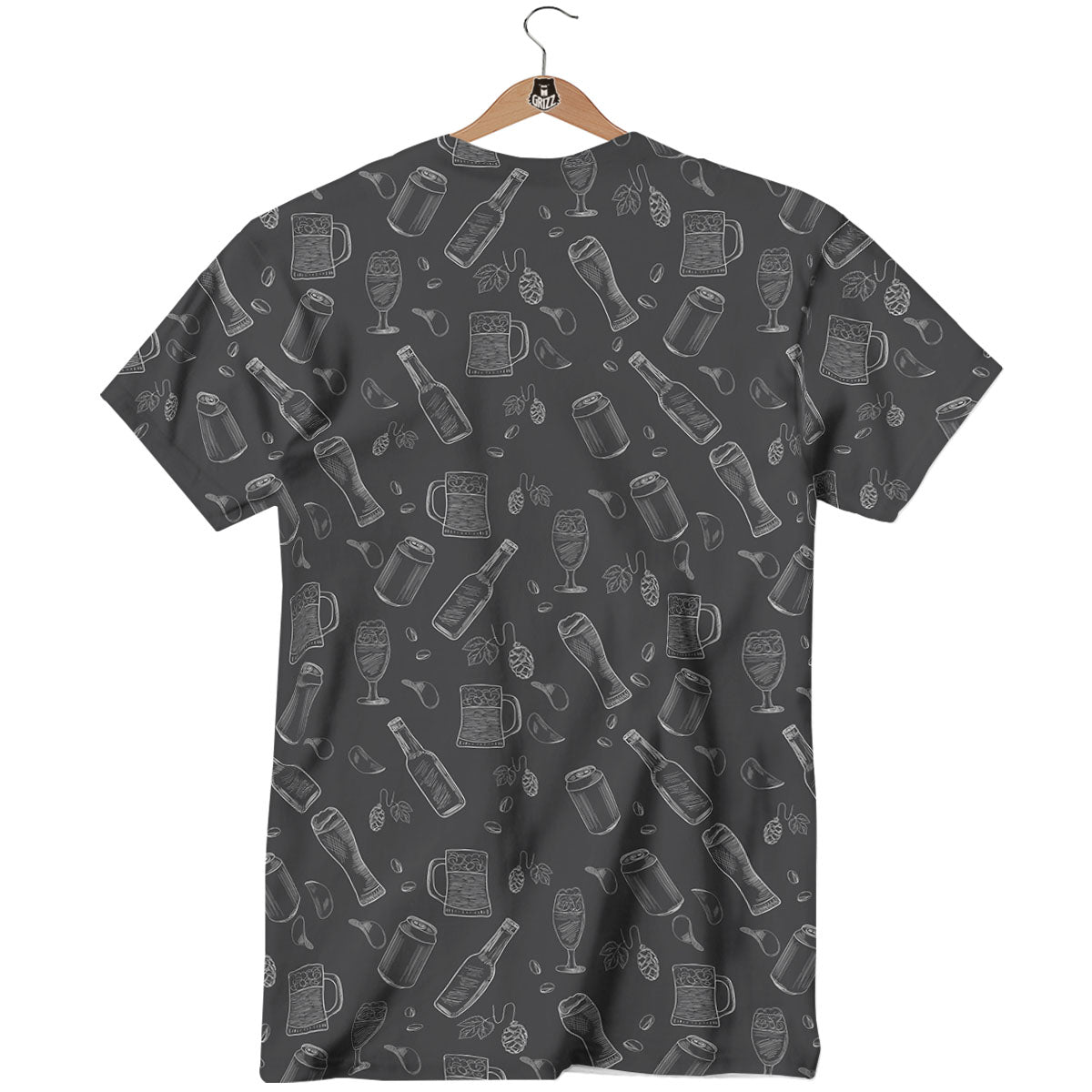 Beer White And Black Print Pattern T-Shirt-grizzshop