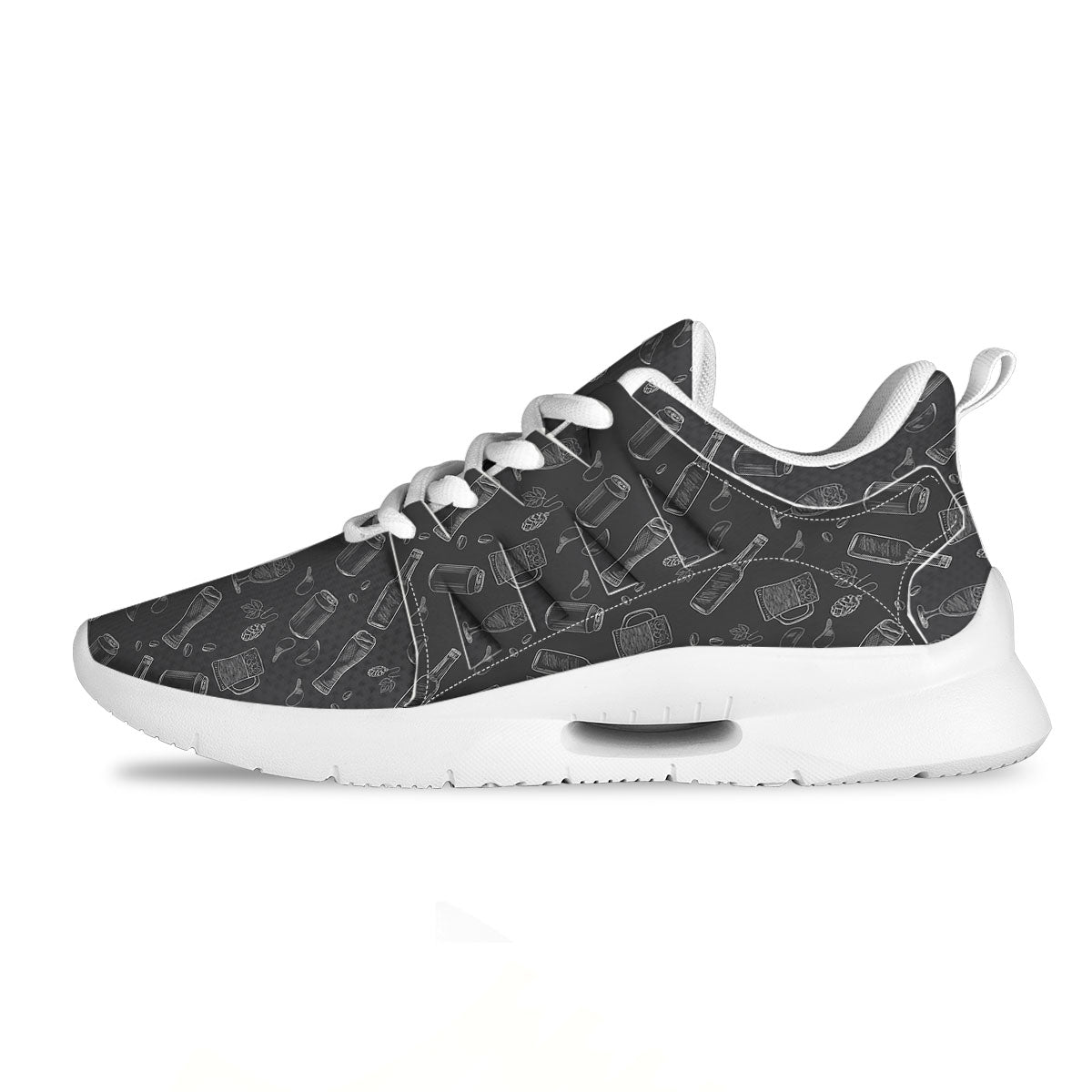 Beer White And Black Print Pattern Tennis Shoes-grizzshop