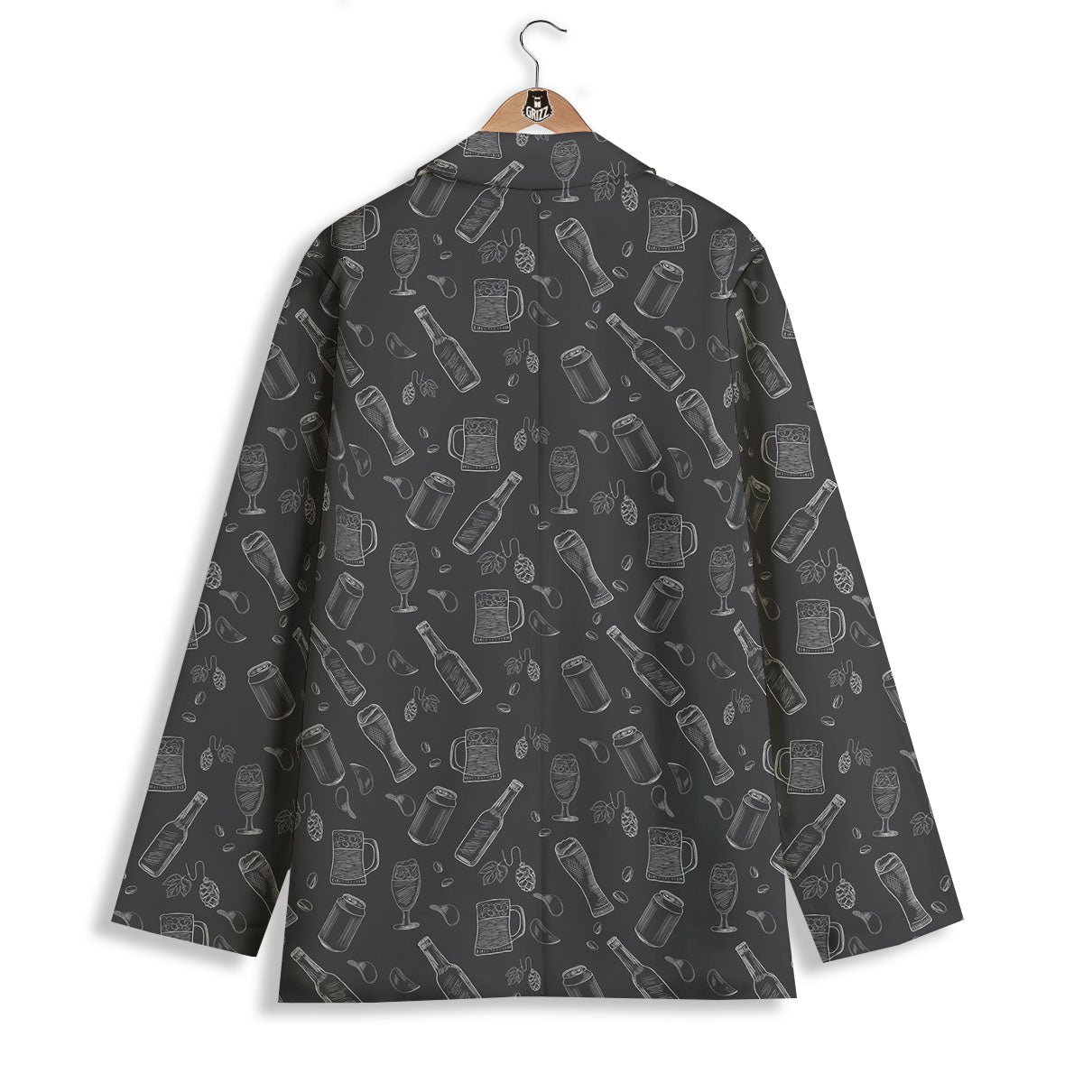 Beer White And Black Print Pattern Women's Blazer-grizzshop