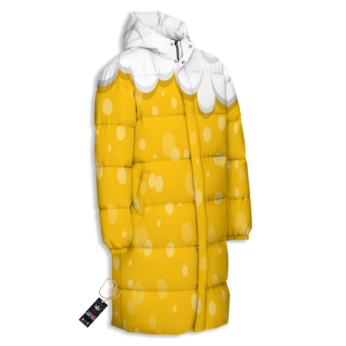 Beer Foam And Bubbles Cartoon Print Long Down Jacket