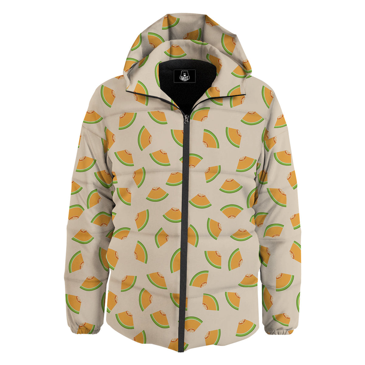 Beige And Melon Print Pattern Down Jacket-grizzshop