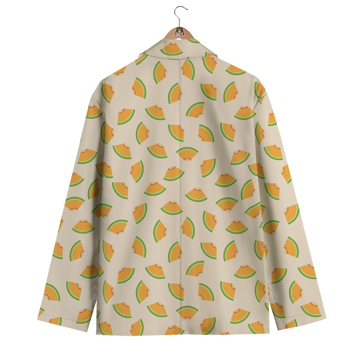 Beige And Melon Print Pattern Men's Blazer-grizzshop