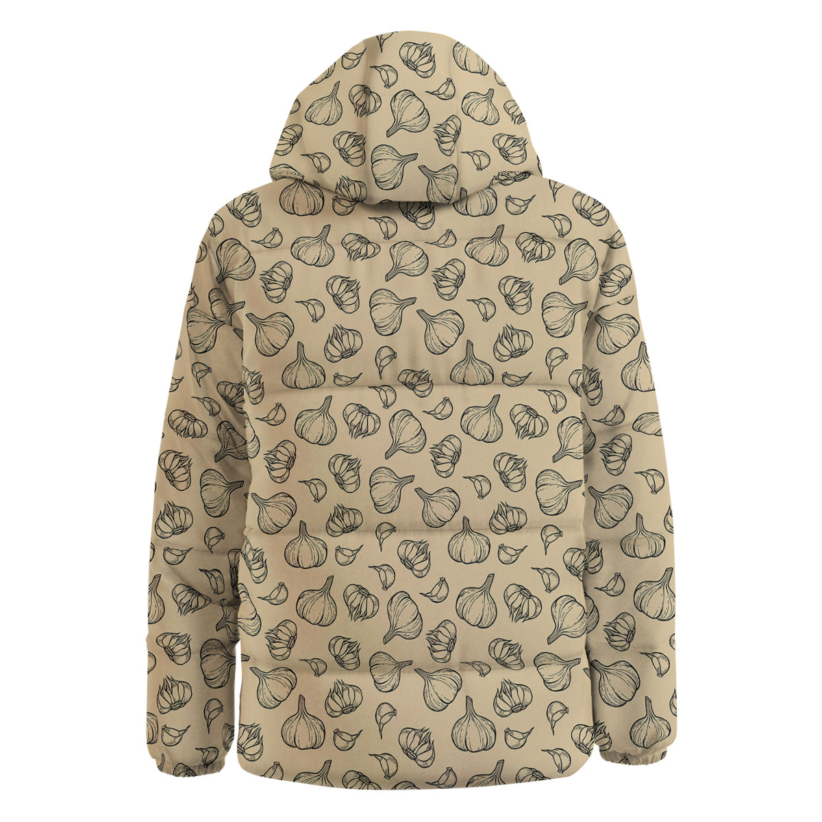 Beige Drawing Garlic Print Pattern Down Jacket-grizzshop