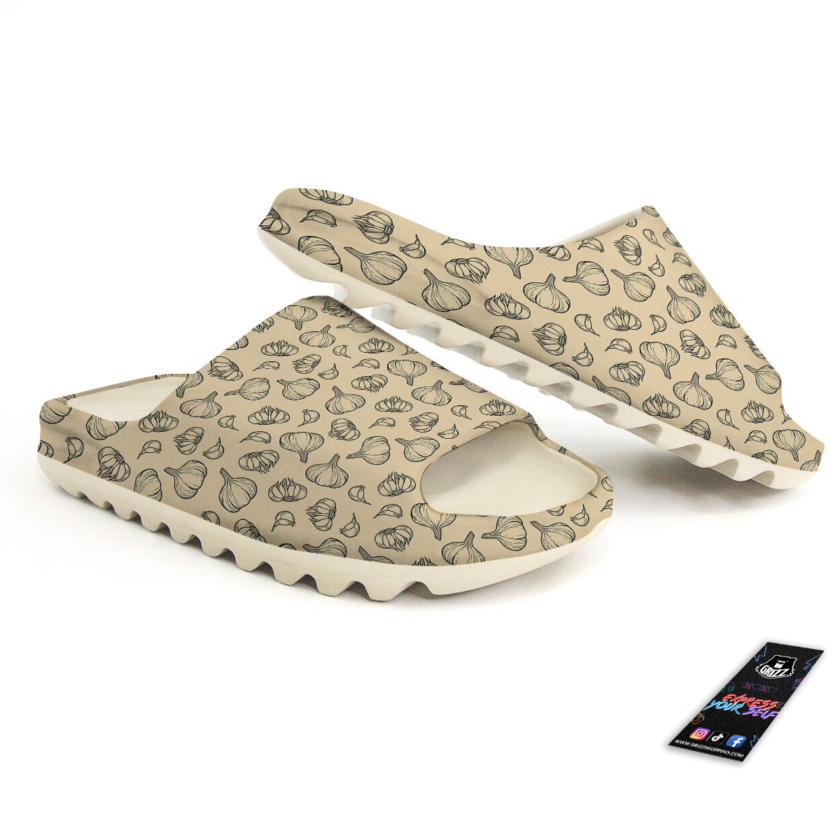 Beige Drawing Garlic Print Pattern Sandals-grizzshop