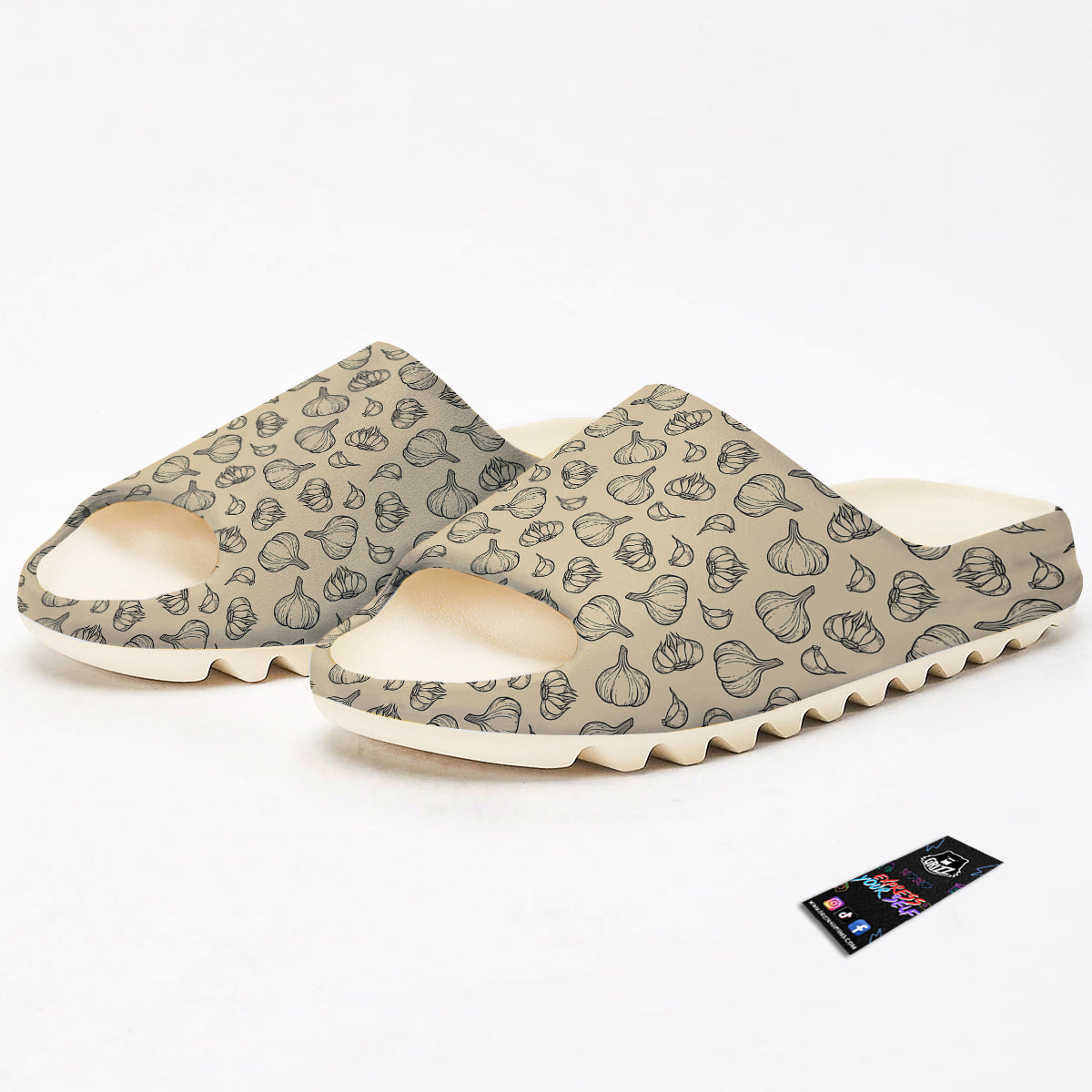 Beige Drawing Garlic Print Pattern Sandals-grizzshop