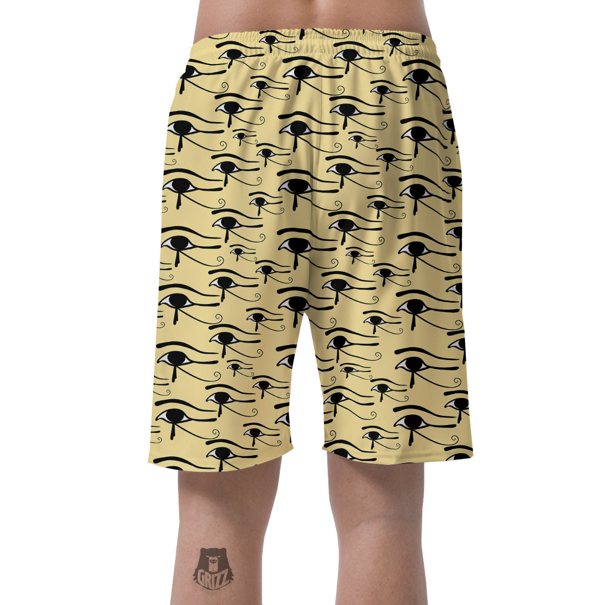 Beige Eye of Horus Print Pattern Men's Shorts-grizzshop