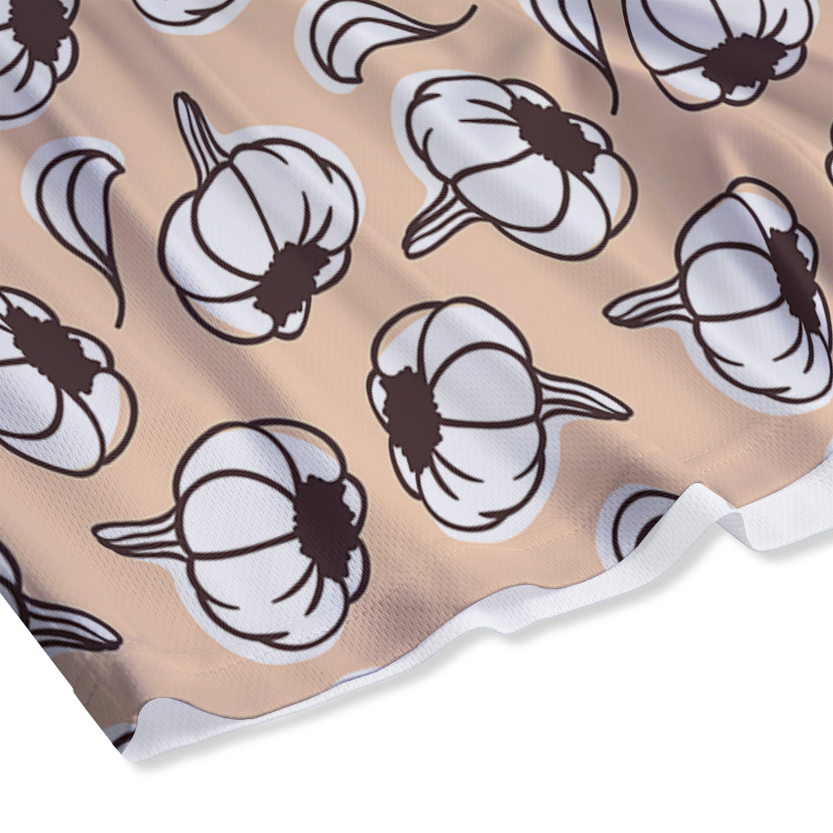 Beige Garlic Print Pattern Mesh Shorts-grizzshop