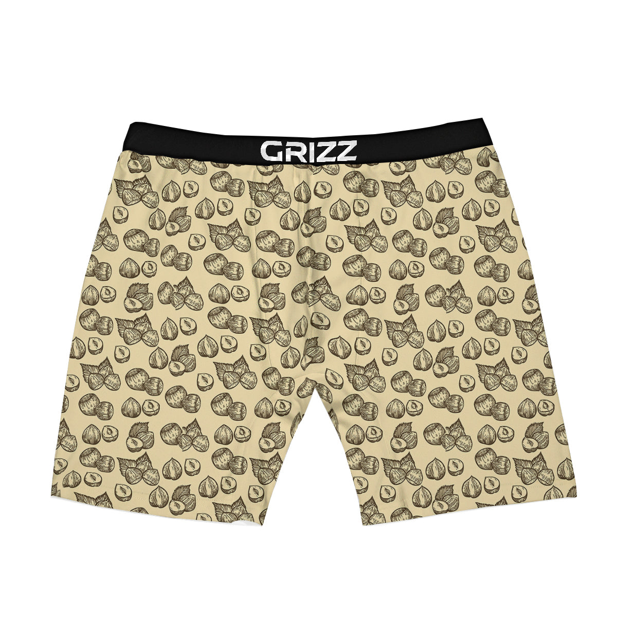 Beige Hazelnuts Print Pattern Boxer Briefs-grizzshop