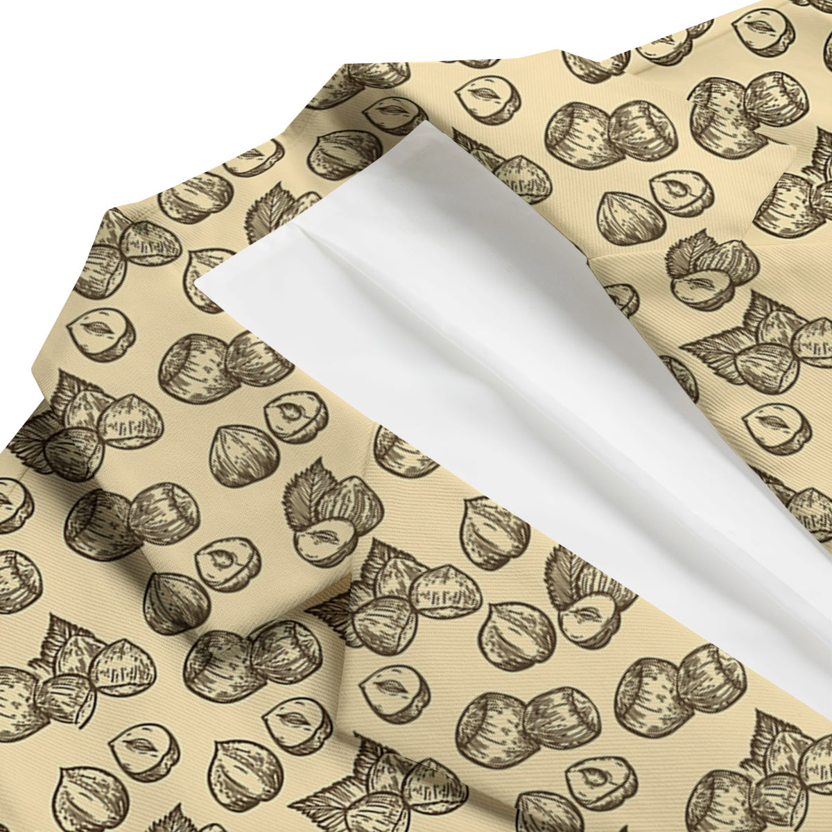 Beige Hazelnuts Print Pattern Men's Blazer-grizzshop