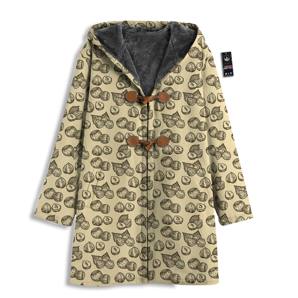 Beige Hazelnuts Print Pattern Men's Windbreaker Jacket-grizzshop