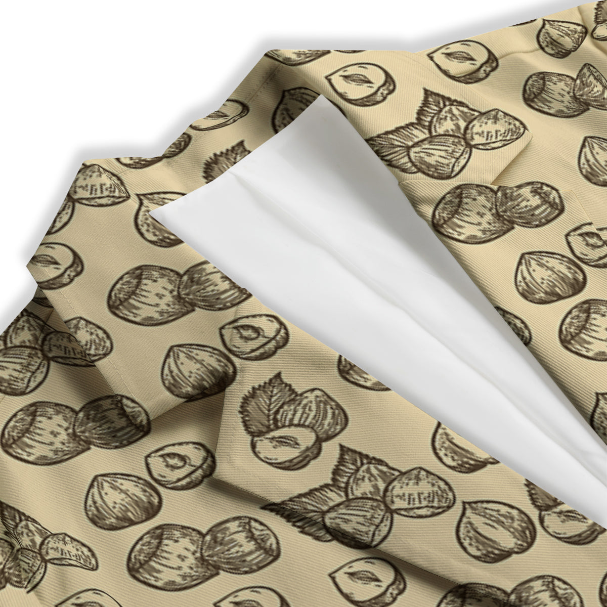 Beige Hazelnuts Print Pattern Women's Blazer-grizzshop
