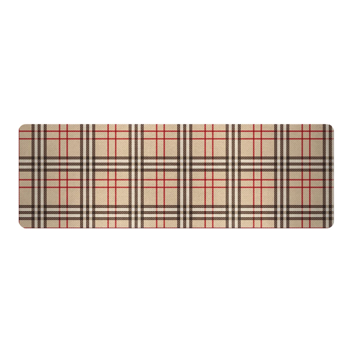 Beige Plaid Tartan Thin Yoga Mat-grizzshop