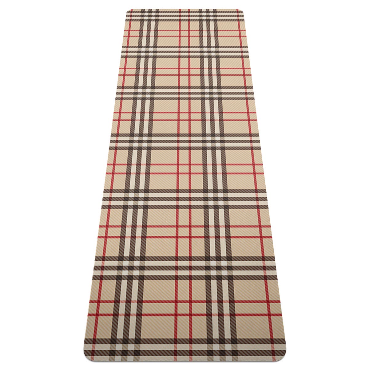 Beige Plaid Tartan Thin Yoga Mat-grizzshop