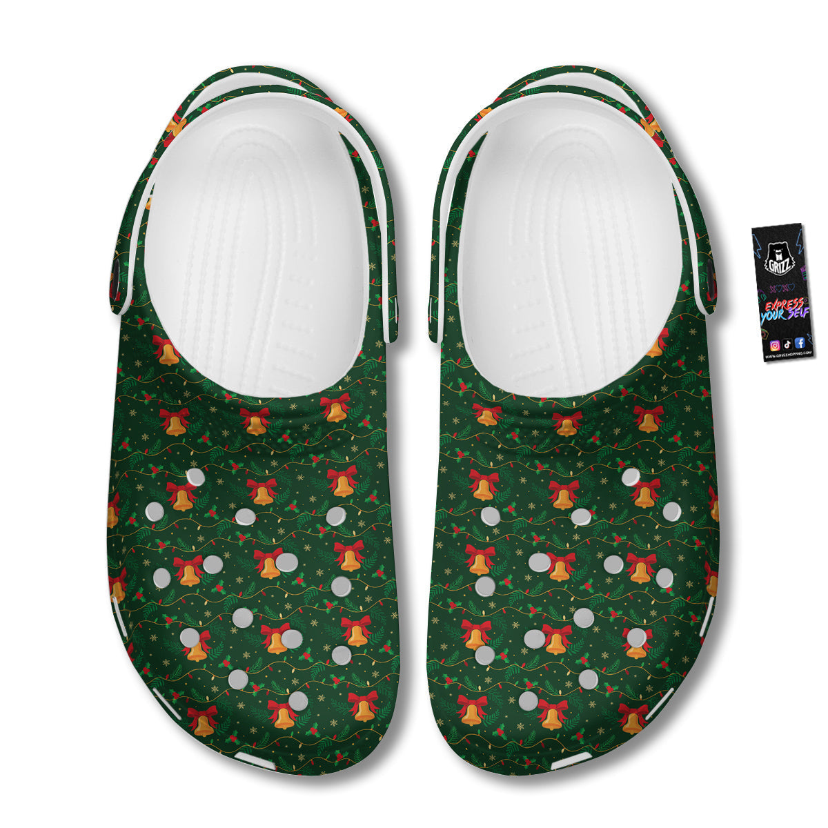 Bell Cute Christmas Print Pattern Clog-grizzshop