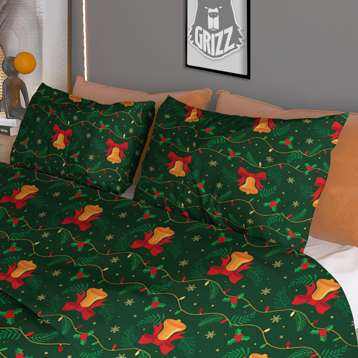 Bell Cute Christmas Print Pattern Duvet Cover Bedding Set