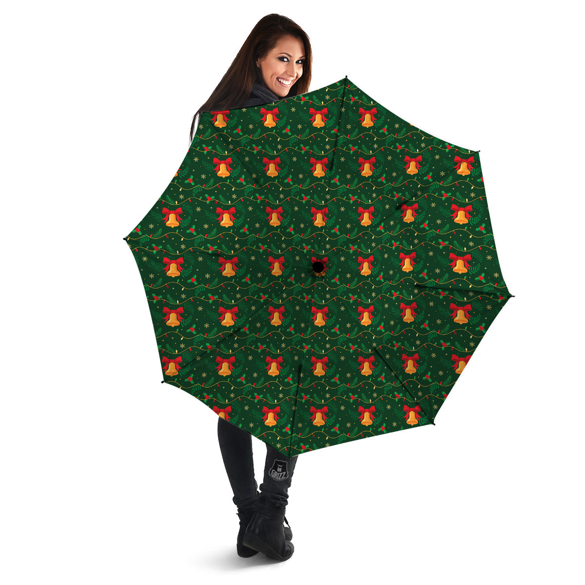Bell Cute Christmas Print Pattern Umbrella-grizzshop