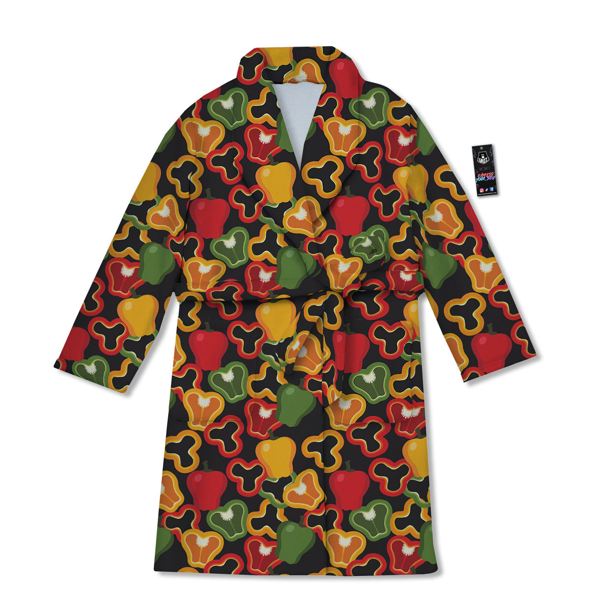 Bell Pepper Black Print Pattern Bathrobe-grizzshop