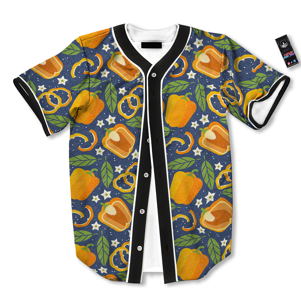 Bell Pepper Leaf Print Pattern Baseball Jersey-grizzshop