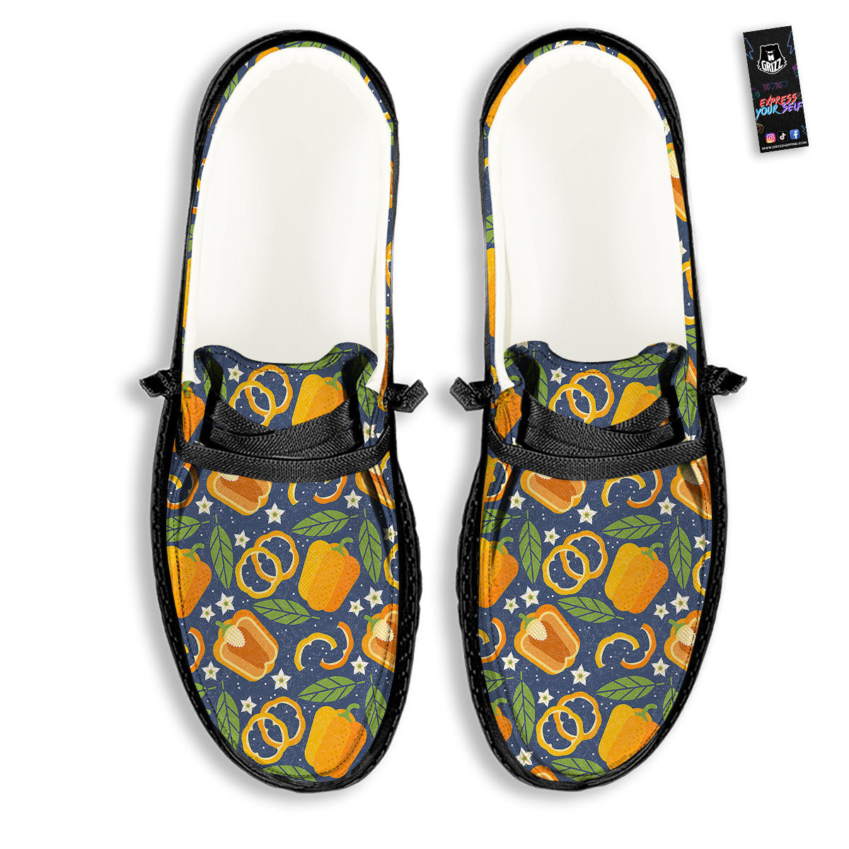 Bell Pepper Leaf Print Pattern Black Loafers-grizzshop