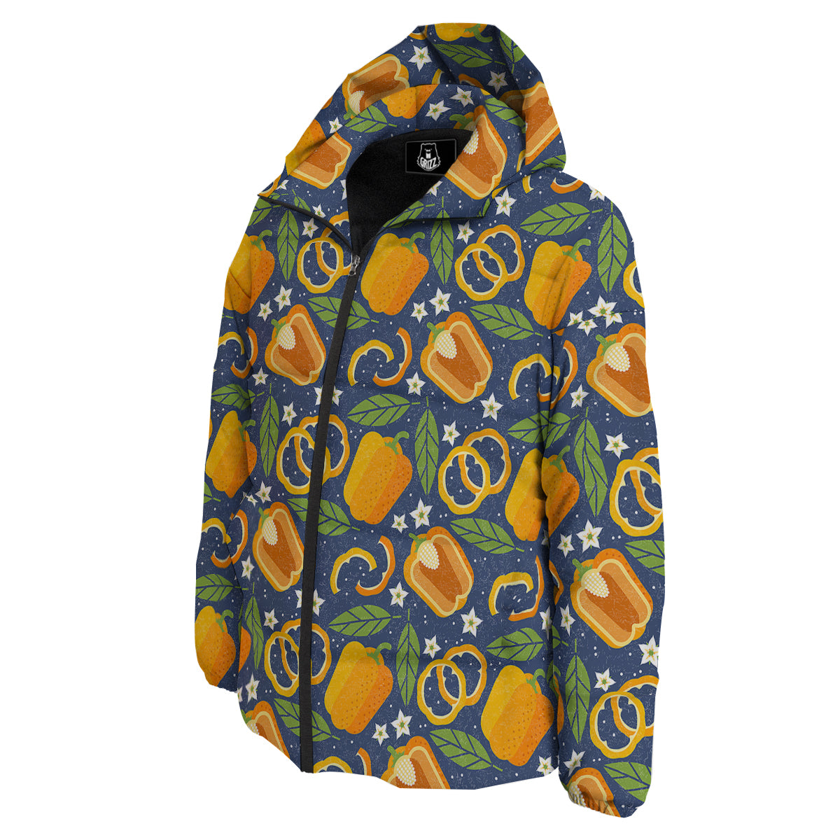 Bell Pepper Leaf Print Pattern Down Jacket-grizzshop