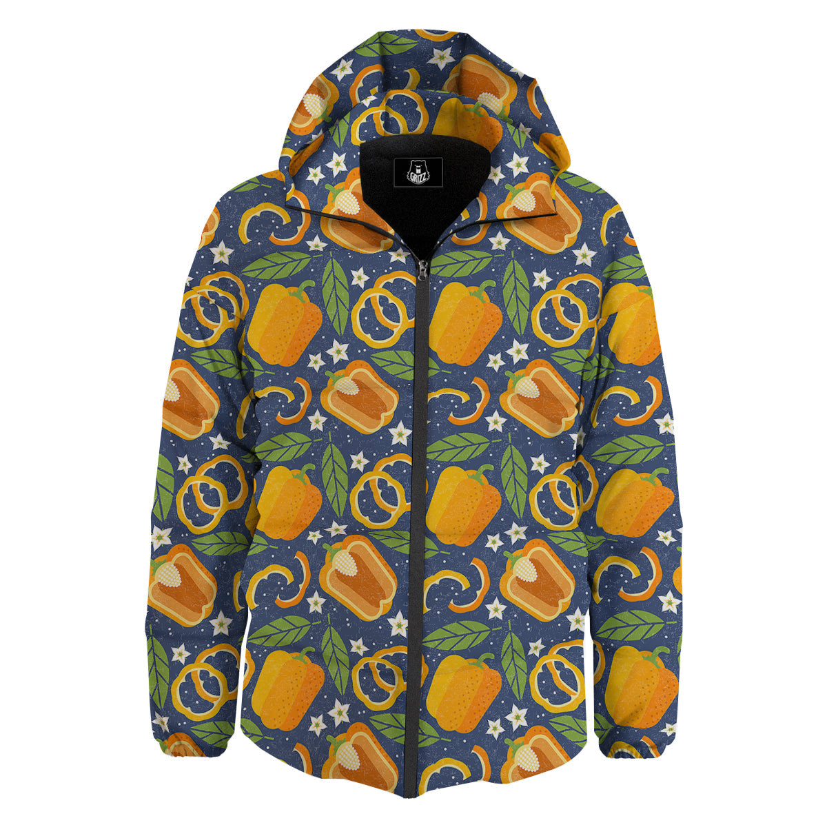 Bell Pepper Leaf Print Pattern Down Jacket-grizzshop