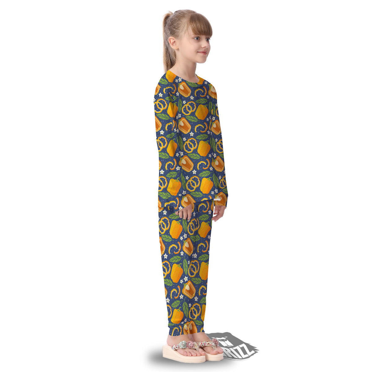 Bell Pepper Leaf Print Pattern Kid's Pajamas-grizzshop