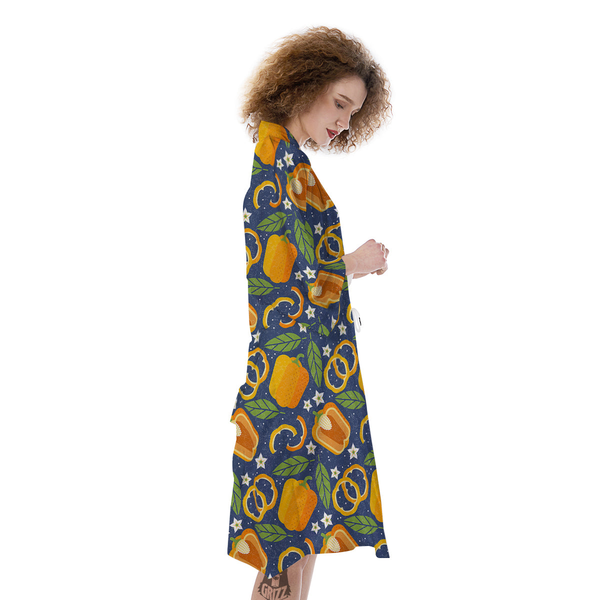 Bell Pepper Leaf Print Pattern Kimono-grizzshop
