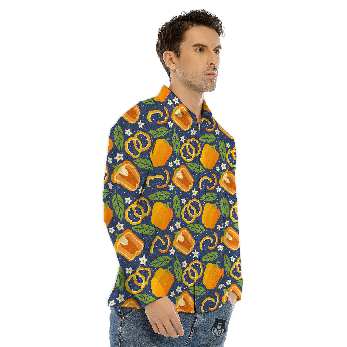 Bell Pepper Leaf Print Pattern Men's Dress Shirts-grizzshop