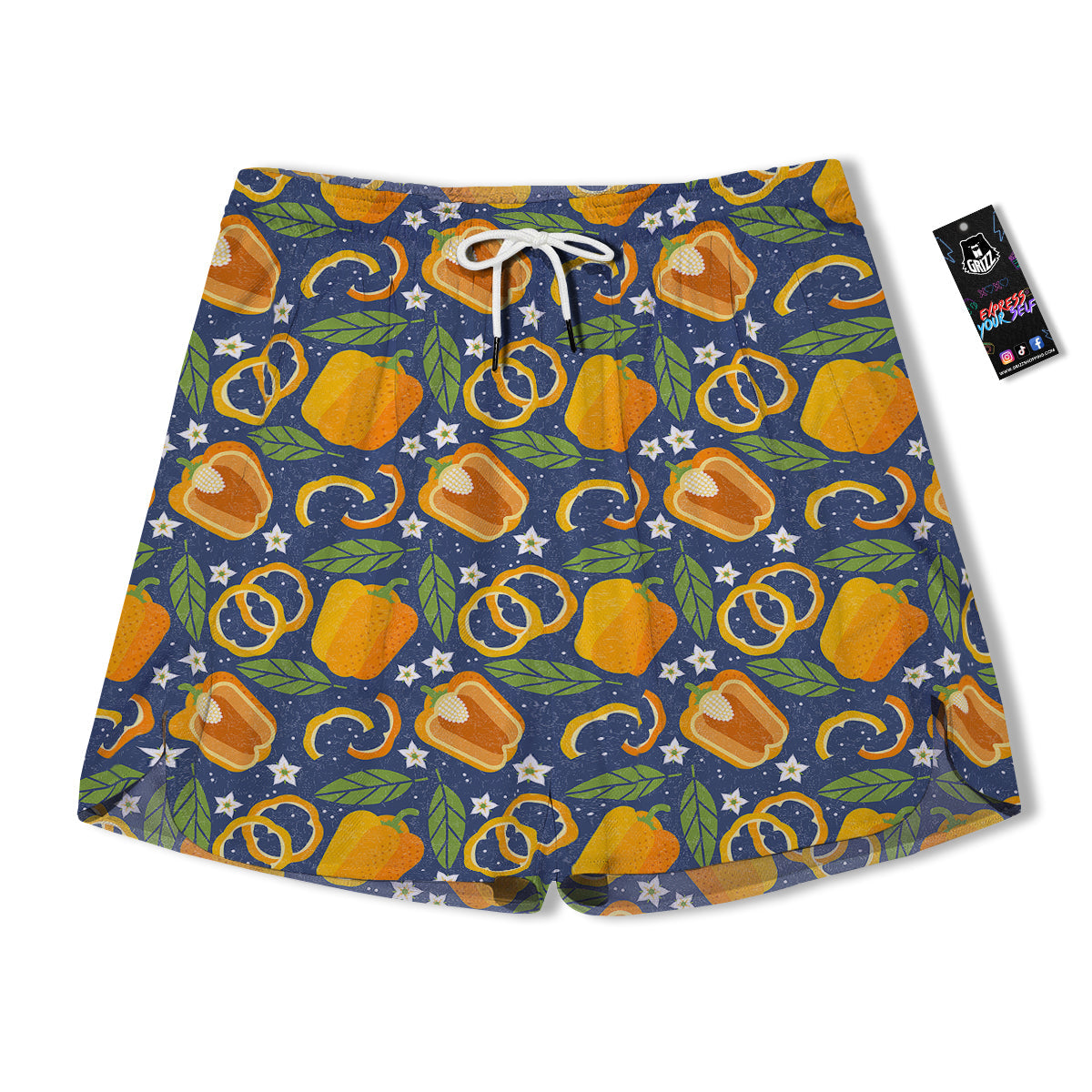 Bell Pepper Leaf Print Pattern Men's Running Shorts-grizzshop