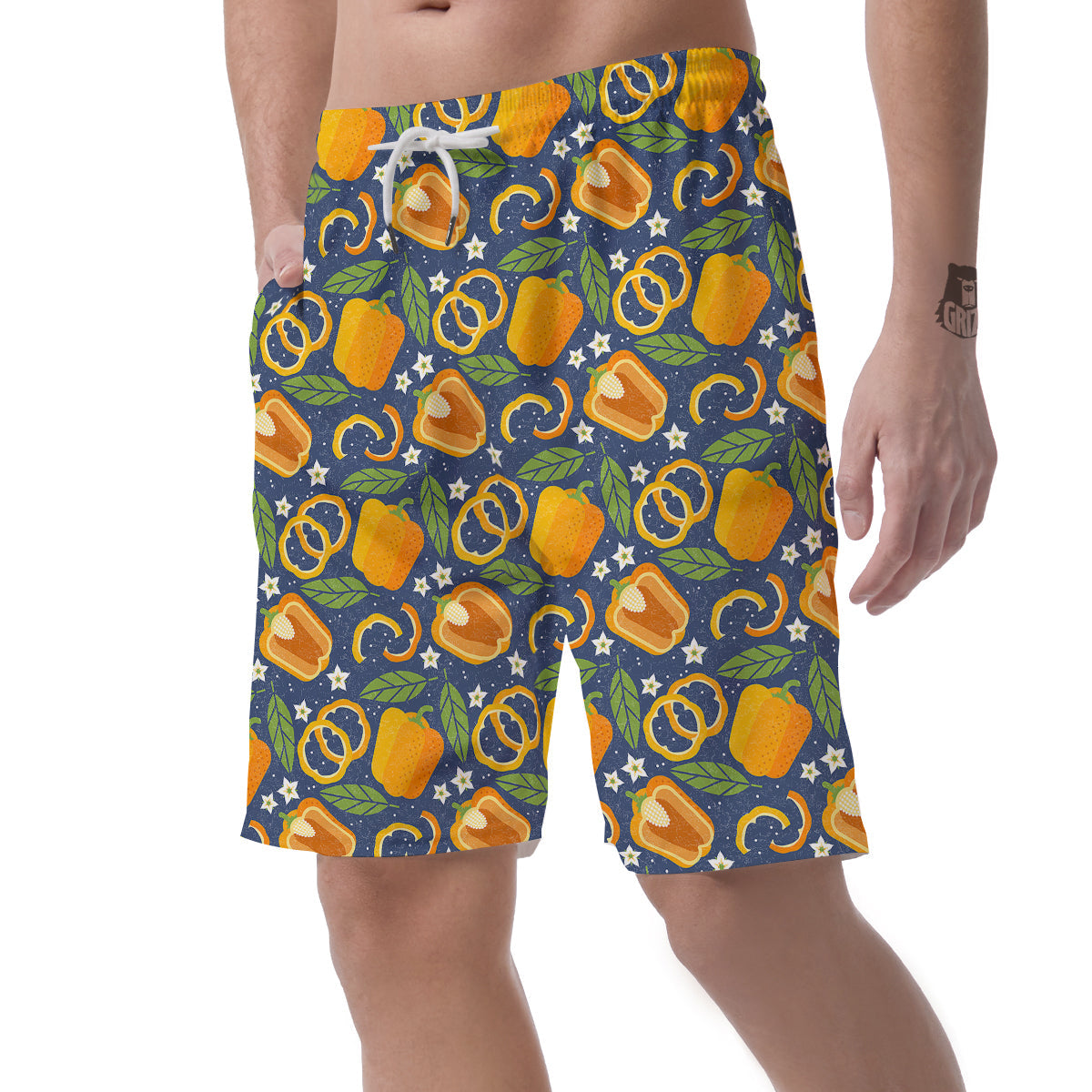 Bell Pepper Leaf Print Pattern Men's Shorts-grizzshop