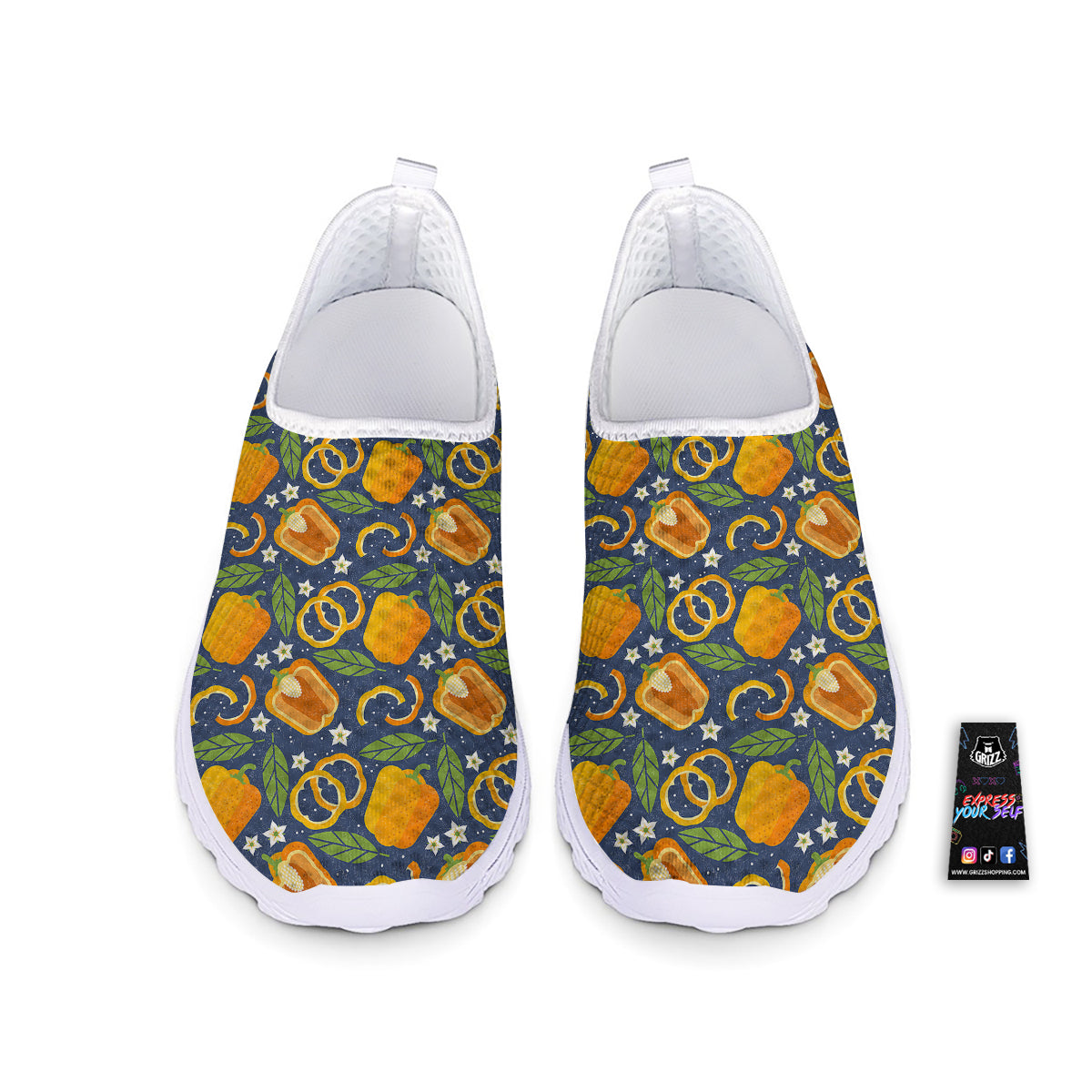 Bell Pepper Leaf Print Pattern Nurse Shoes-grizzshop
