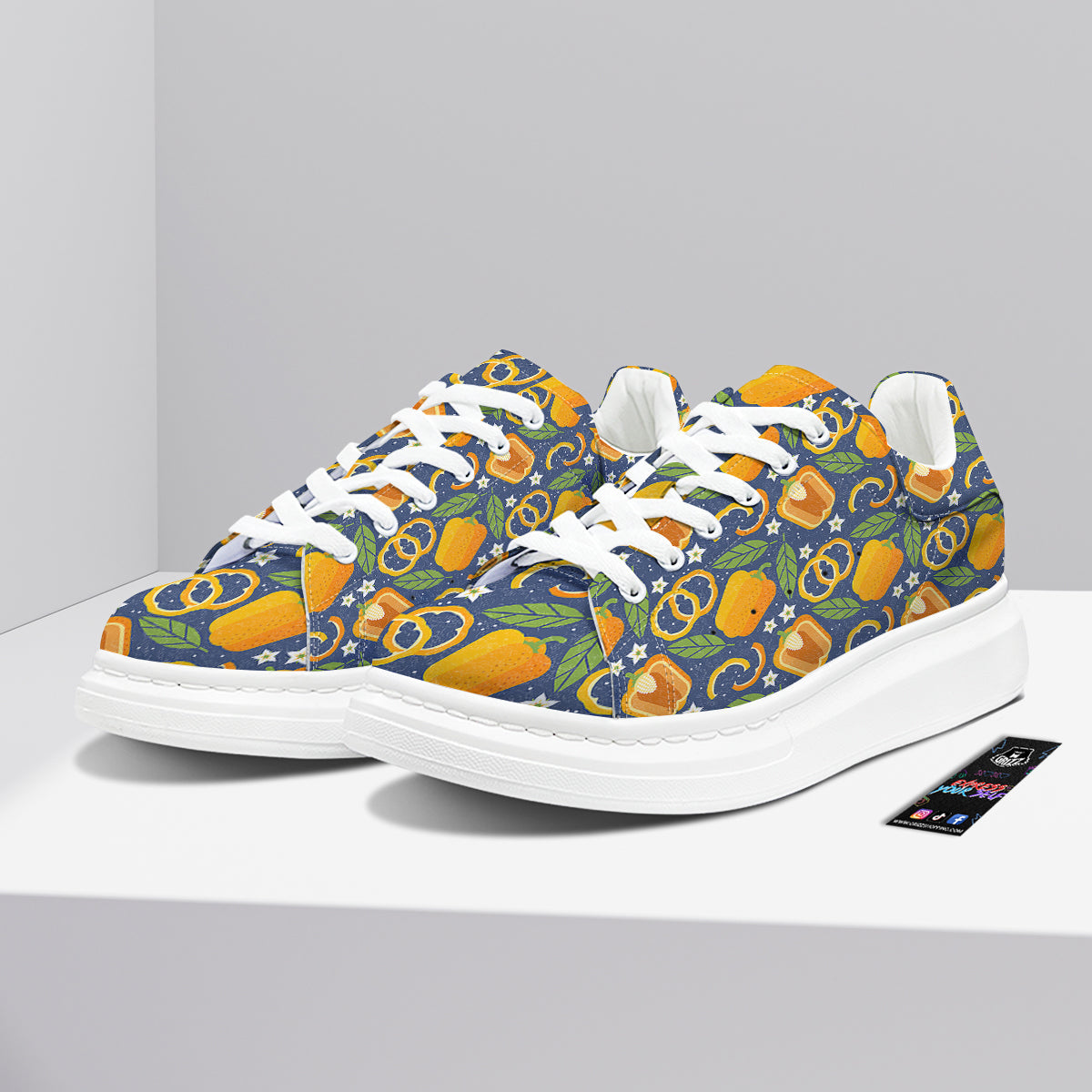 Bell Pepper Leaf Print Pattern Platform Shoes-grizzshop