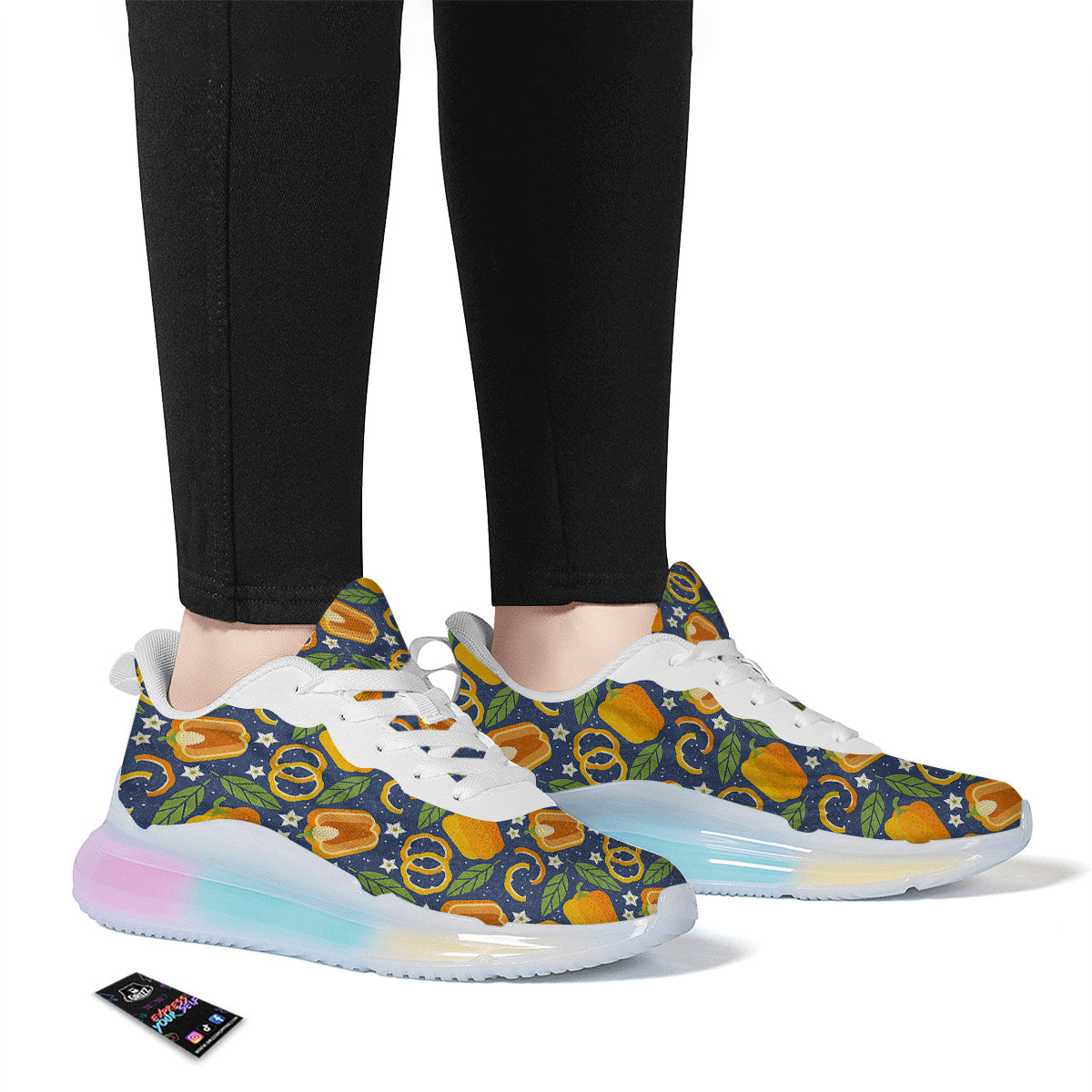 Bell Pepper Leaf Print Pattern Running Sneakers-grizzshop