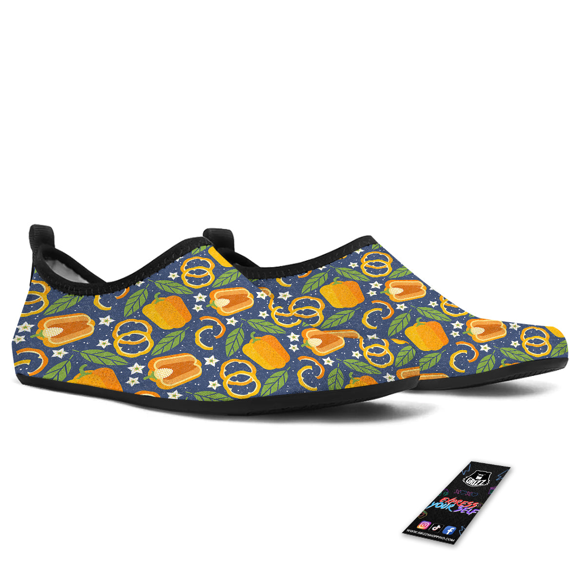 Bell Pepper Leaf Print Pattern Water Shoes-grizzshop