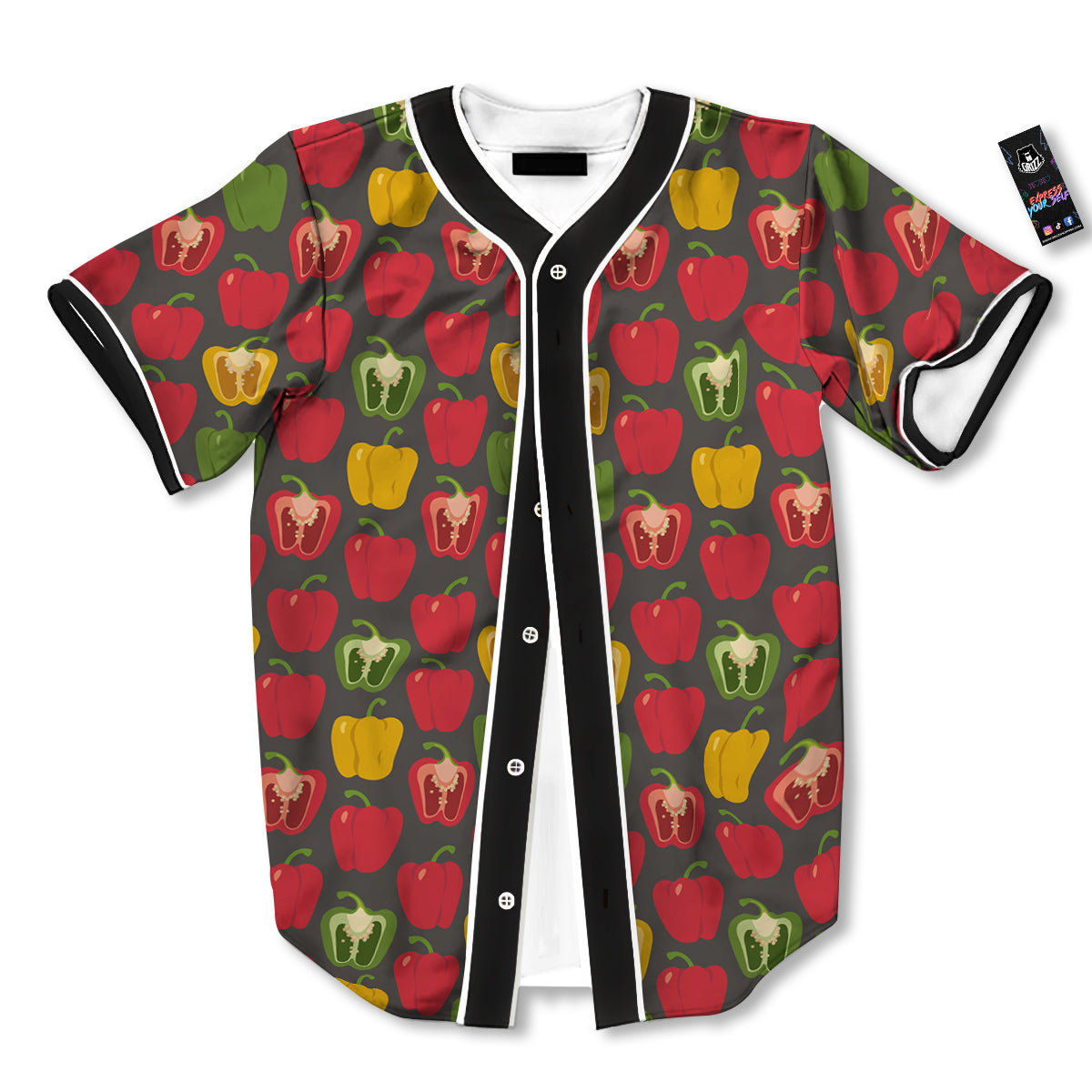 Bell Pepper Vintage Print Pattern Baseball Jersey-grizzshop