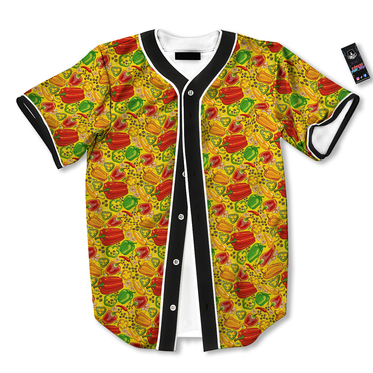 Bell Pepper Yellow Print Pattern Baseball Jersey-grizzshop