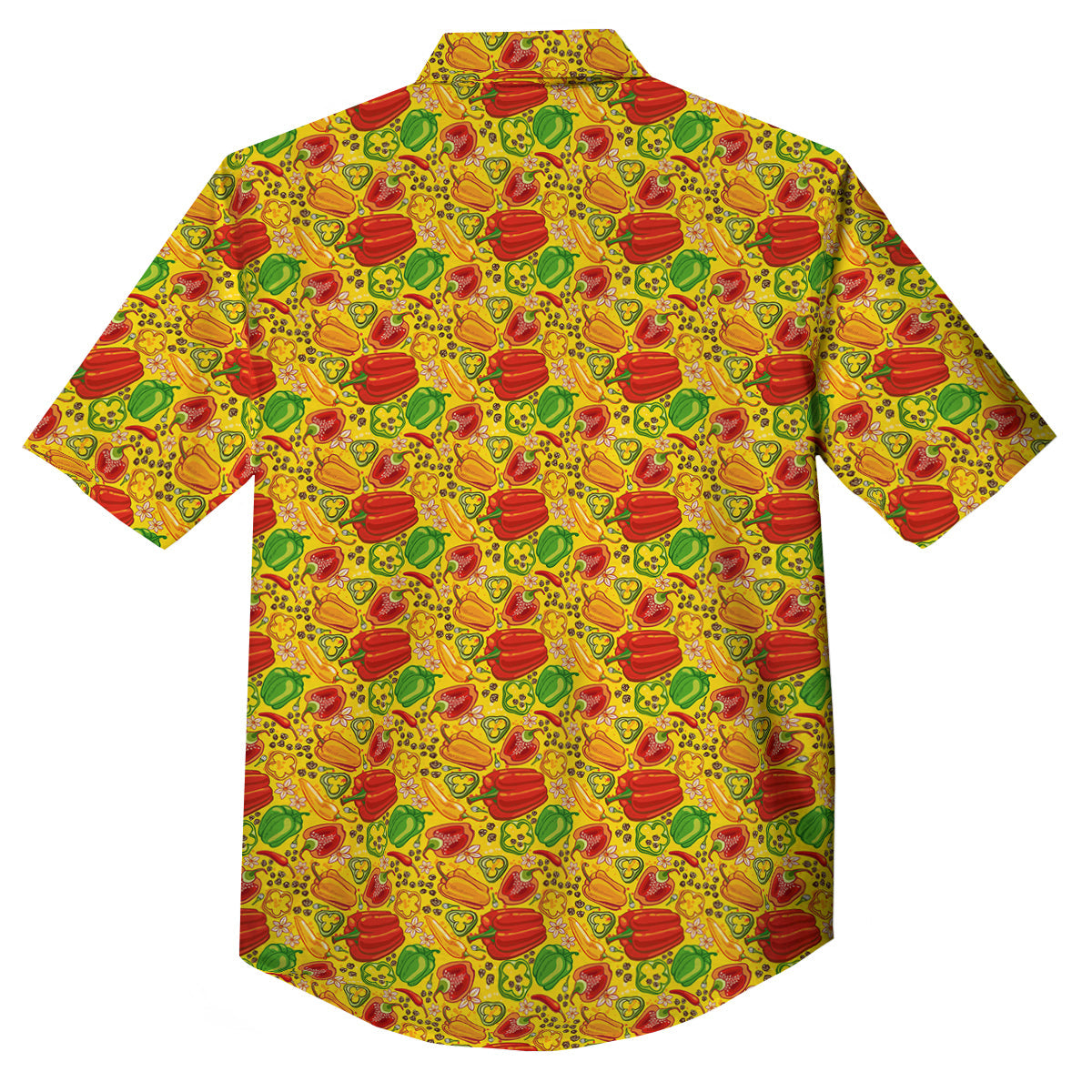 Bell Pepper Yellow Print Pattern Button Up Shirt-grizzshop