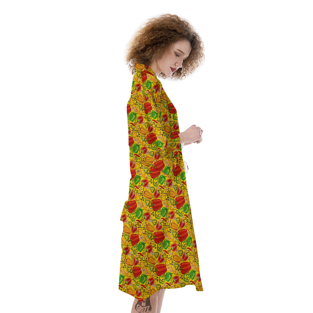 Bell Pepper Yellow Print Pattern Kimono-grizzshop