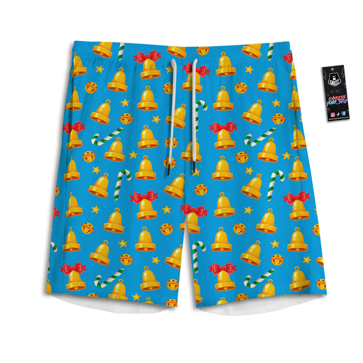 Bells Merry Christmas Print Pattern Men's Athletic Shorts