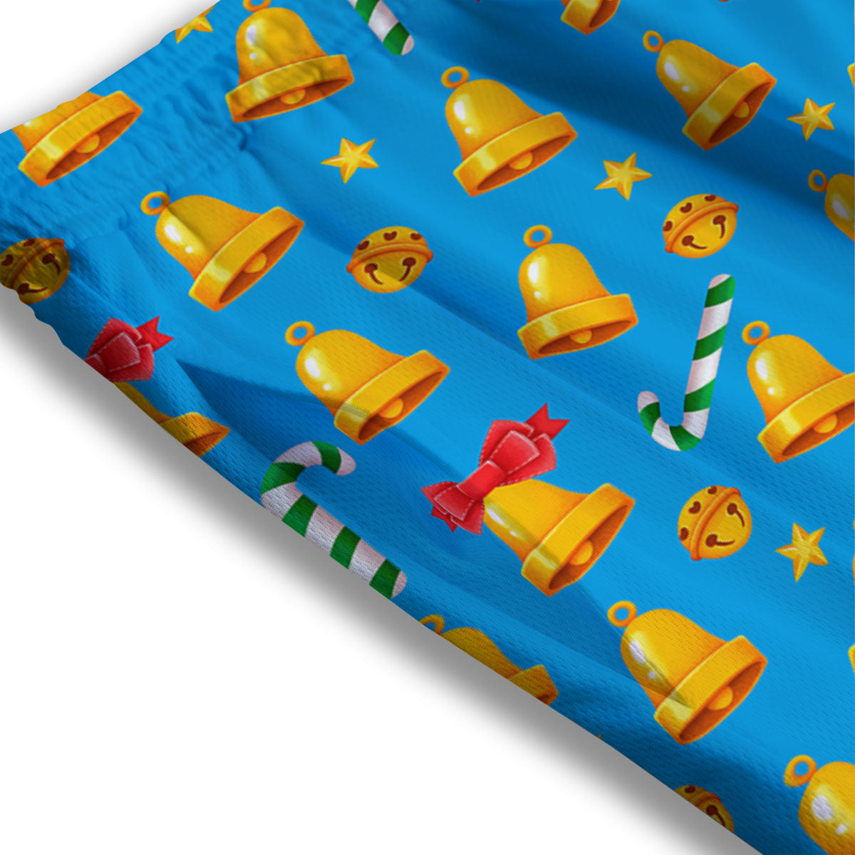Bells Merry Christmas Print Pattern Mesh Shorts