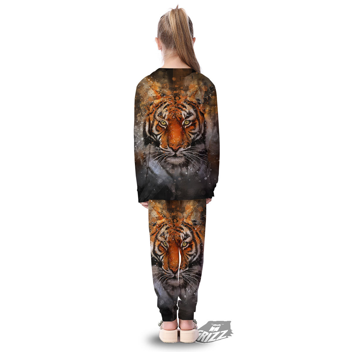 Bengal Tiger Watercolor Print Kid's Pajamas-grizzshop