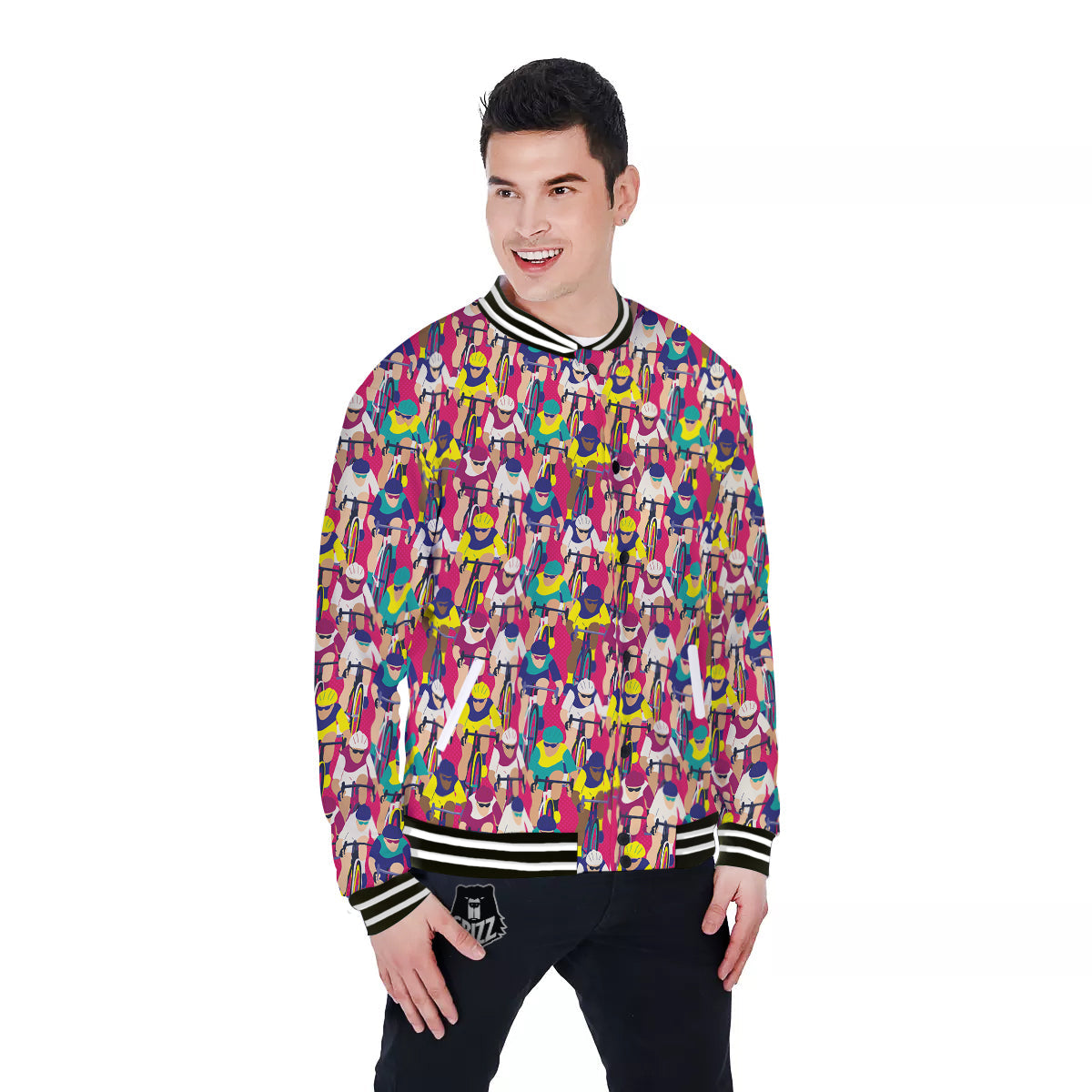 Bicycle Race Colorful Print Pattern Baseball Jacket-grizzshop