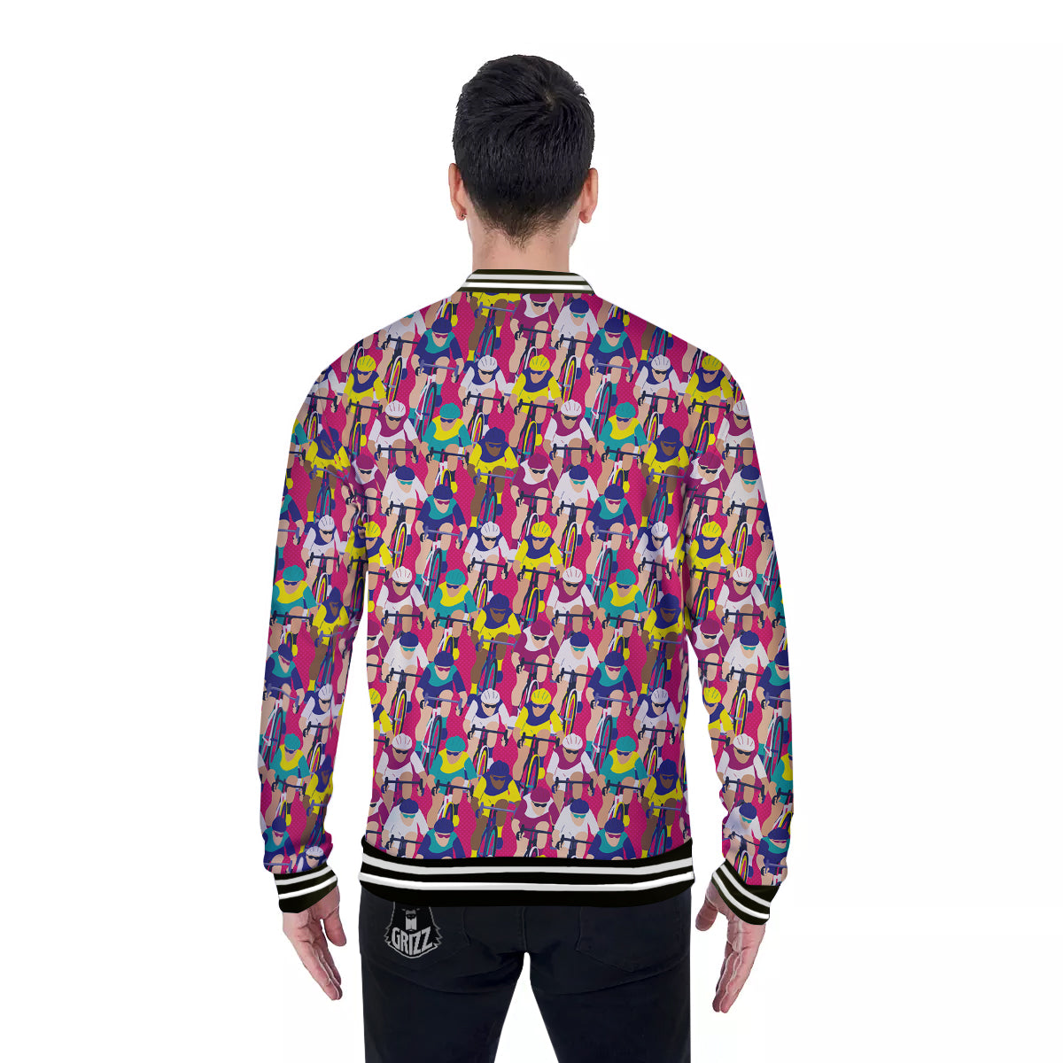 Bicycle Race Colorful Print Pattern Baseball Jacket-grizzshop