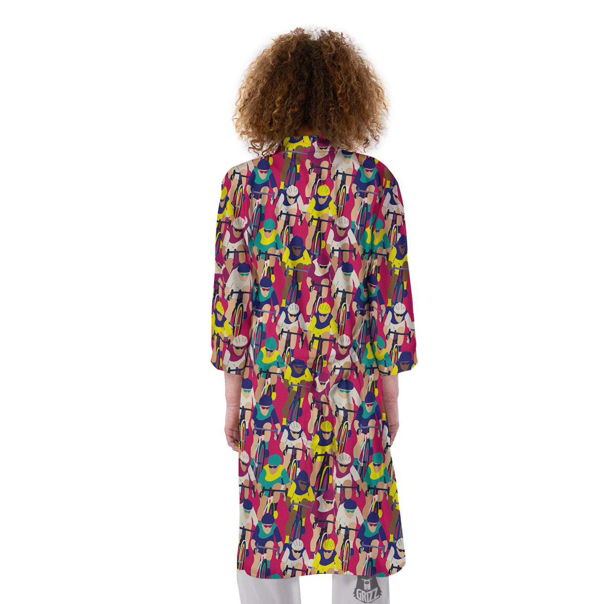 Bicycle Race Colorful Print Pattern Kimono-grizzshop