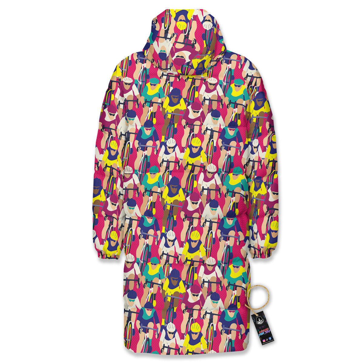 Bicycle Race Colorful Print Pattern Long Down Jacket-grizzshop