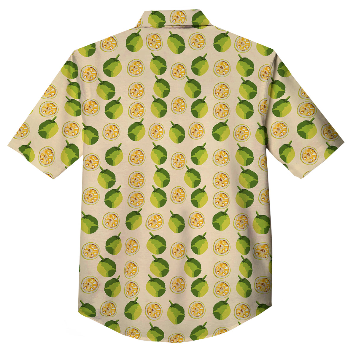 Biege Jackfruit Print Pattern Button Up Shirt-grizzshop