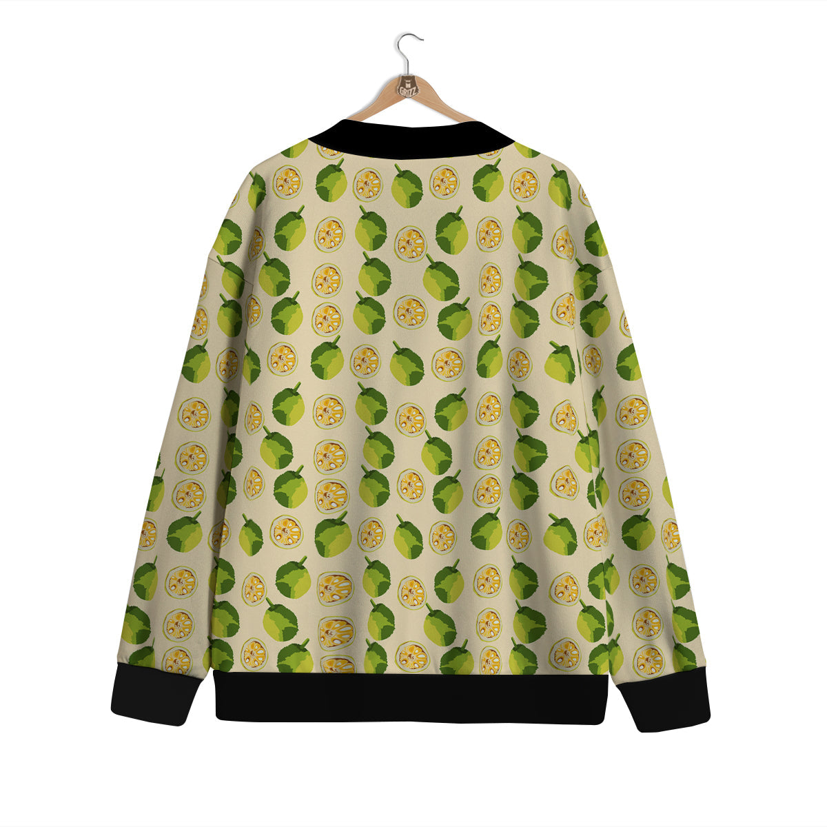 Biege Jackfruit Print Pattern Cardigan-grizzshop